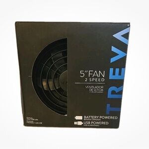 TREVA 5-inch Portable Fan 2-Speed Battery or USB Adjustable Tilt NEW